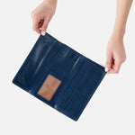 Jill Large Trifold Continental Wallet in Polished Leather - Denim