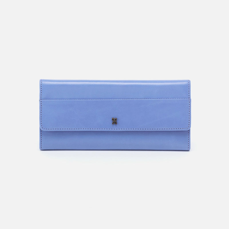 Jill Large Trifold Continental Wallet in Polished Leather - Periwinkle