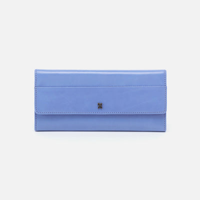 Jill Large Trifold Continental Wallet in Polished Leather - Periwinkle