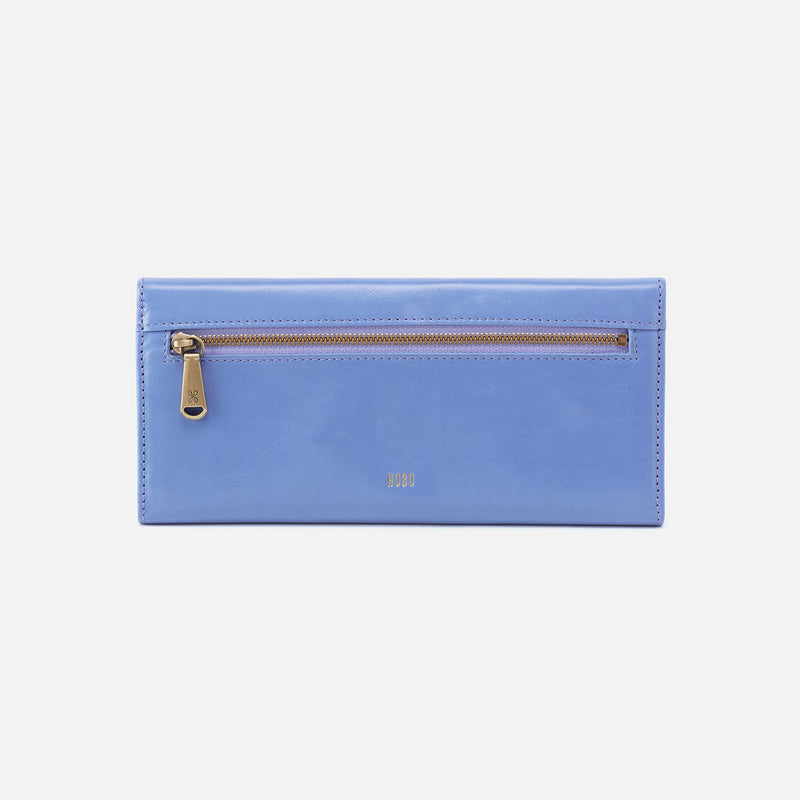 Jill Large Trifold Continental Wallet in Polished Leather - Periwinkle