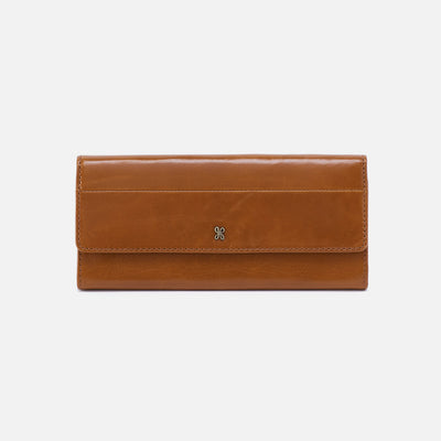 Jill Large Trifold Continental Wallet In Polished Leather