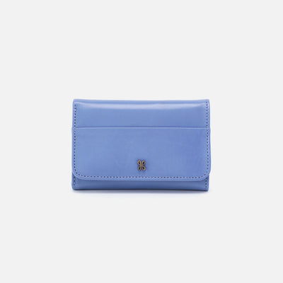 Jill Trifold Wallet in Polished Leather - Periwinkle