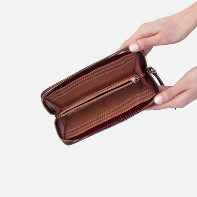 Max Large Zip Around Continental Wallet In Polished Leather