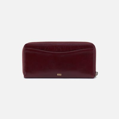 Max Large Zip Around Continental Wallet In Polished Leather