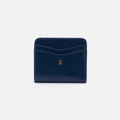 Max Mini Bifold Compact Wallet in Polished Leather - Denim