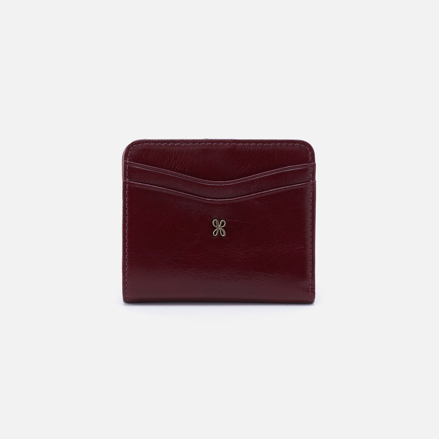 Max Mini Bifold Compact Wallet in Polished Leather - Merlot