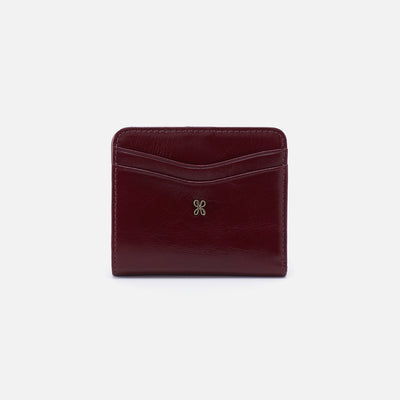 Max Mini Bifold Compact Wallet in Polished Leather - Merlot