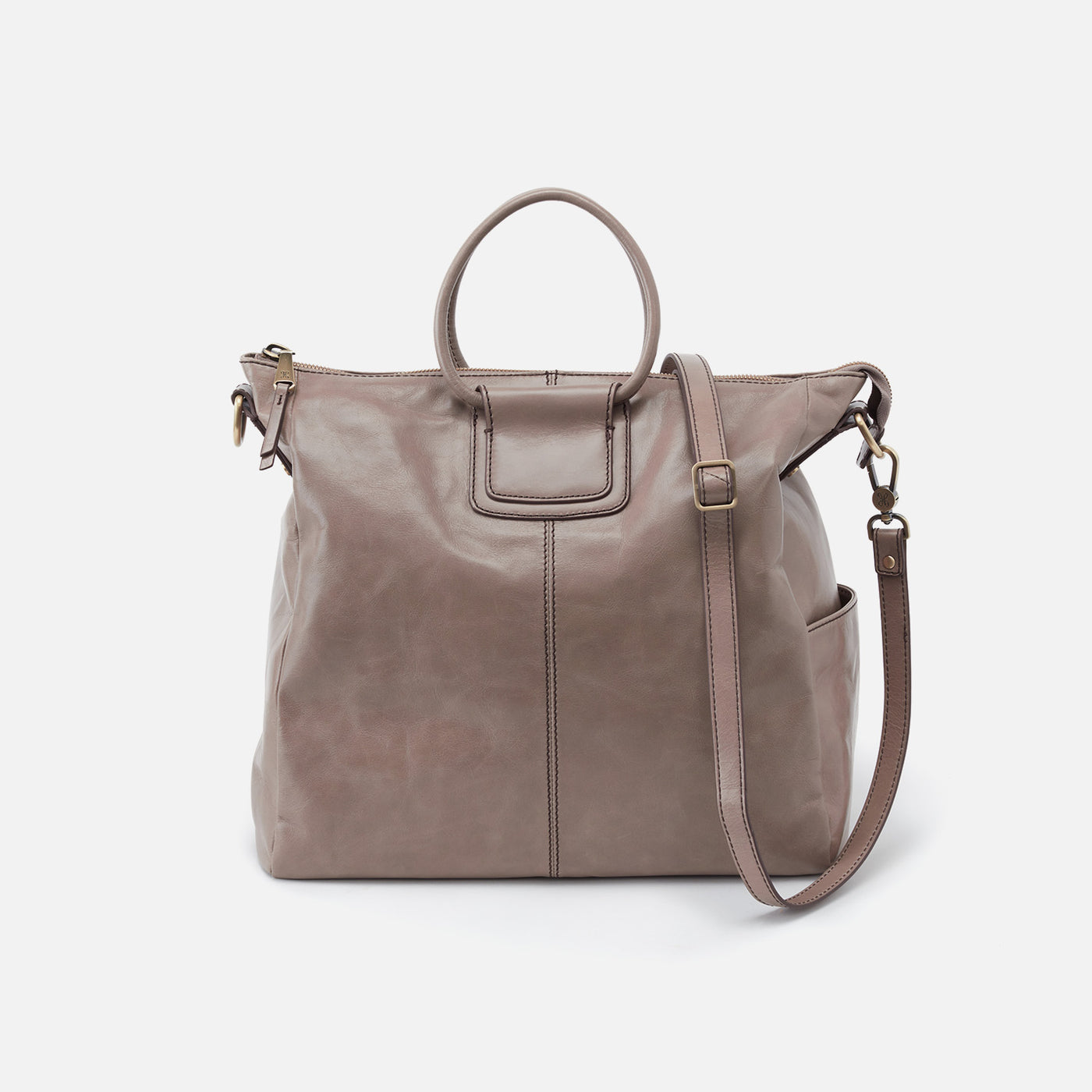 Sheila Large Satchel in Polished Leather - Ash