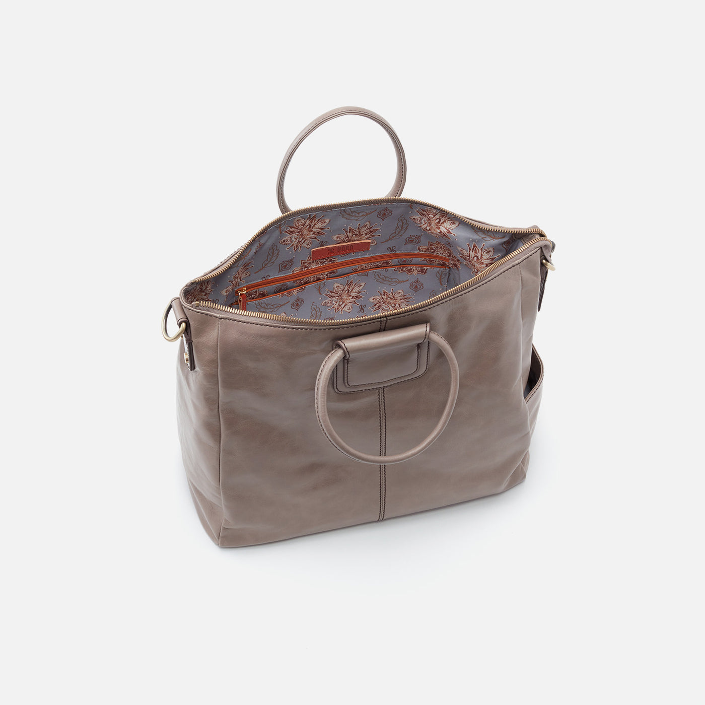 Sheila Large Satchel in Polished Leather - Ash