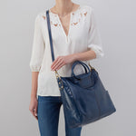 Sheila Large Satchel in Polished Leather - Denim