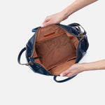 Sheila Large Satchel in Polished Leather - Denim