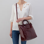 Sheila Large Satchel in Polished Leather - Merlot