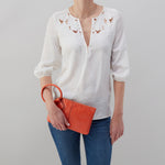 Sable Wristlet in Polished Leather - Zinnia