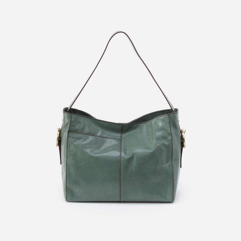 Render Shoulder Bag in Polished Leather - Bottle Green