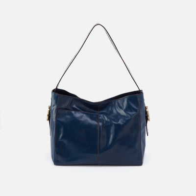 Render Shoulder Bag in Polished Leather - Denim