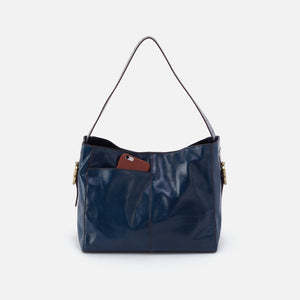 Render Shoulder Bag in Polished Leather - Denim