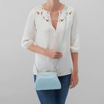 Lana Crossbody in Polished Leather - Blue Mist