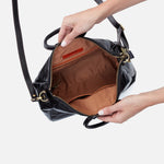 Sheila Medium Satchel in Polished Leather - Black