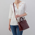 Sheila Medium Satchel in Polished Leather - Merlot