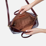 Sheila Medium Satchel in Polished Leather - Merlot
