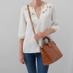 Sheila Medium Satchel in Polished Leather - Truffle