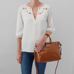 Sheila Medium Satchel in Polished Leather - Truffle