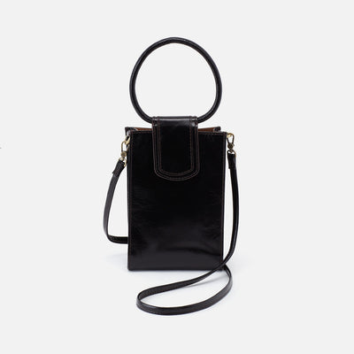 Sheila Phone Crossbody in Polished Leather - Black