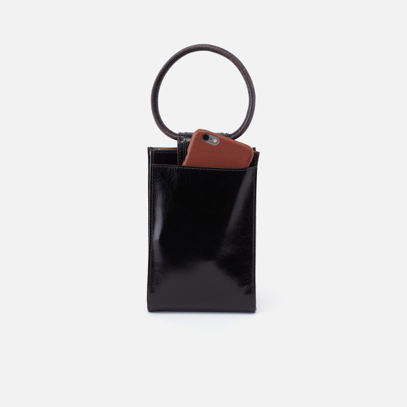 Sheila Phone Crossbody in Polished Leather - Black