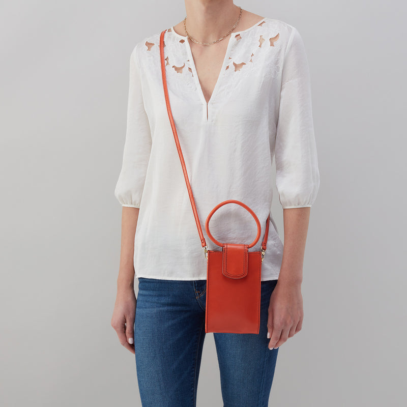 Sheila Phone Crossbody in Polished Leather - Zinnia