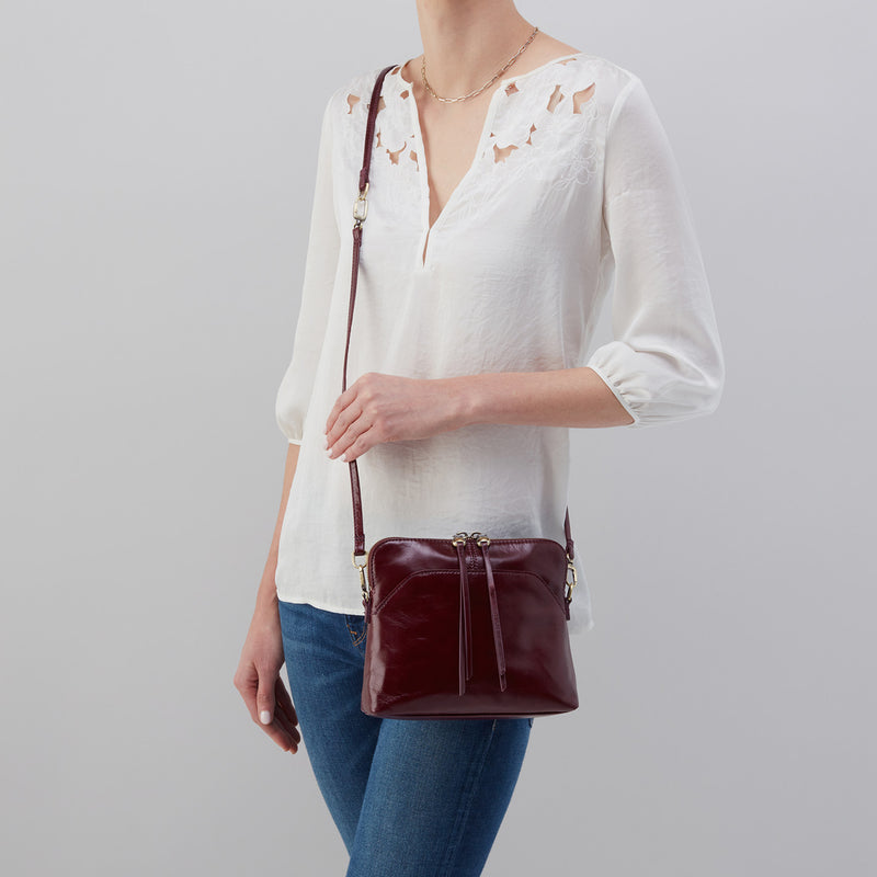 Reeva Crossbody in Polished Leather - Merlot