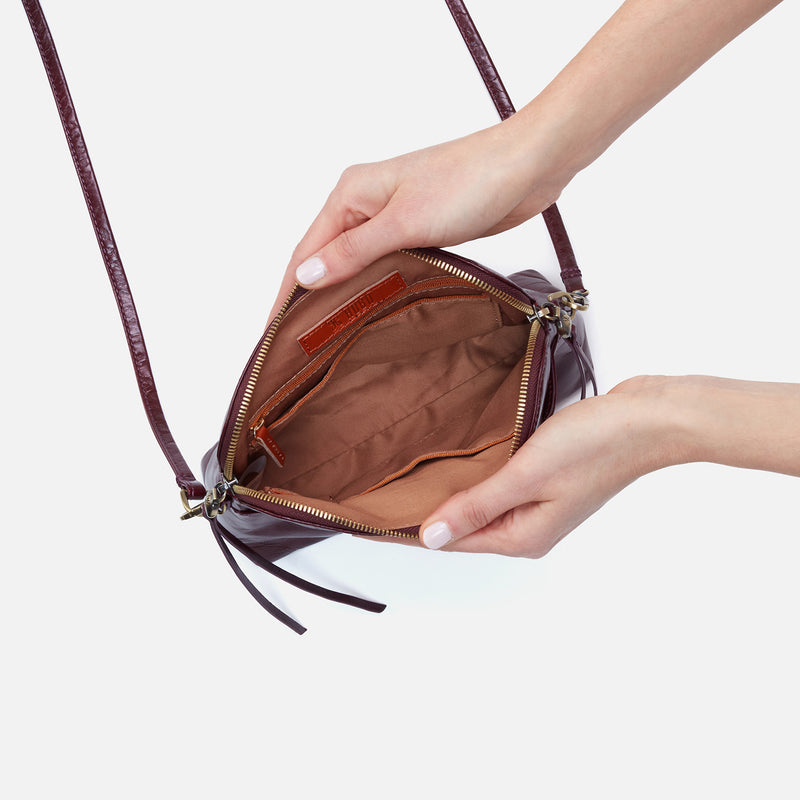 Reeva Crossbody in Polished Leather - Merlot