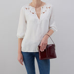 Reeva Crossbody in Polished Leather - Merlot