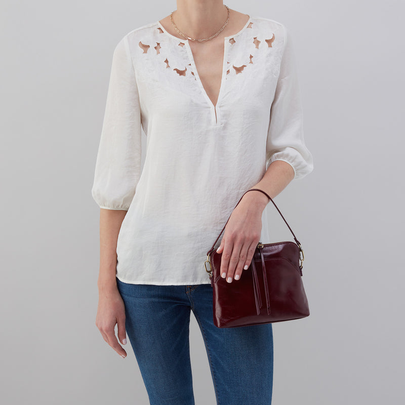 Reeva Crossbody in Polished Leather - Merlot