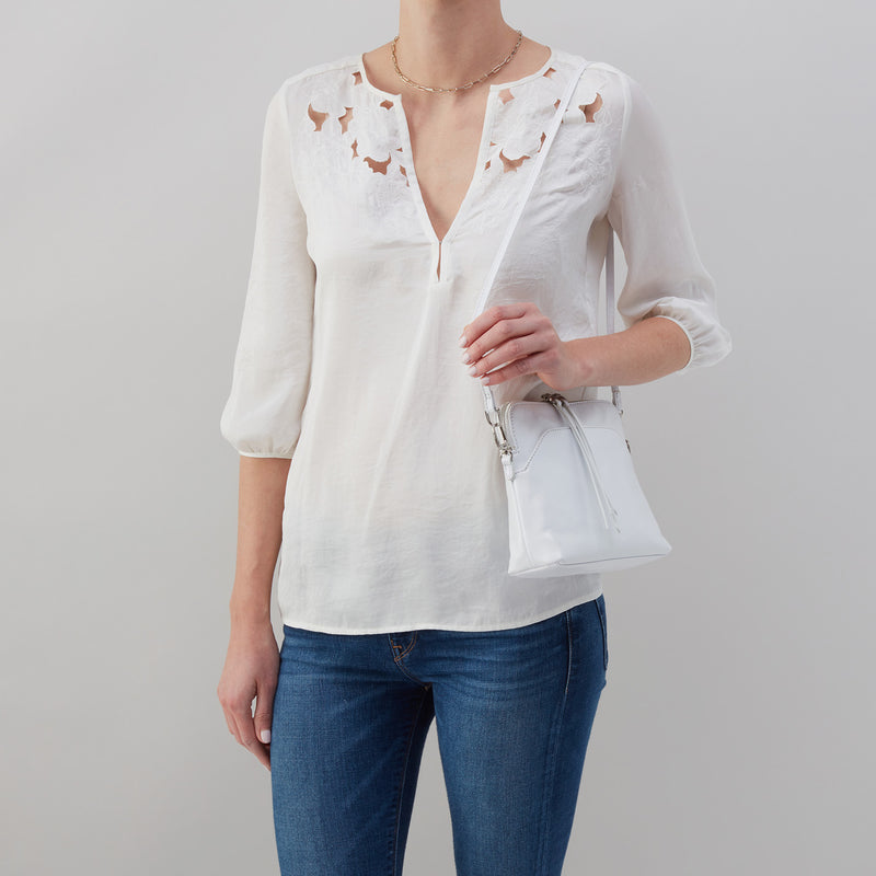 Reeva Crossbody in Polished Leather - Optic White