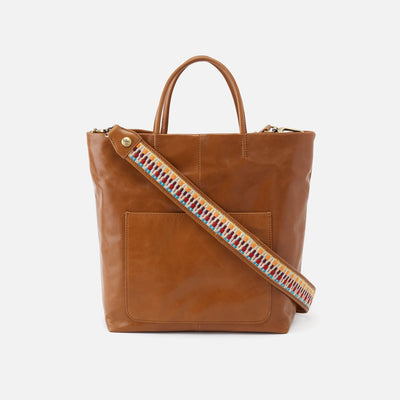 Tripp + Guitar Strap Tote in Polished Leather - Truffle