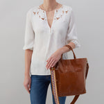 Tripp + Guitar Strap Tote in Polished Leather - Truffle